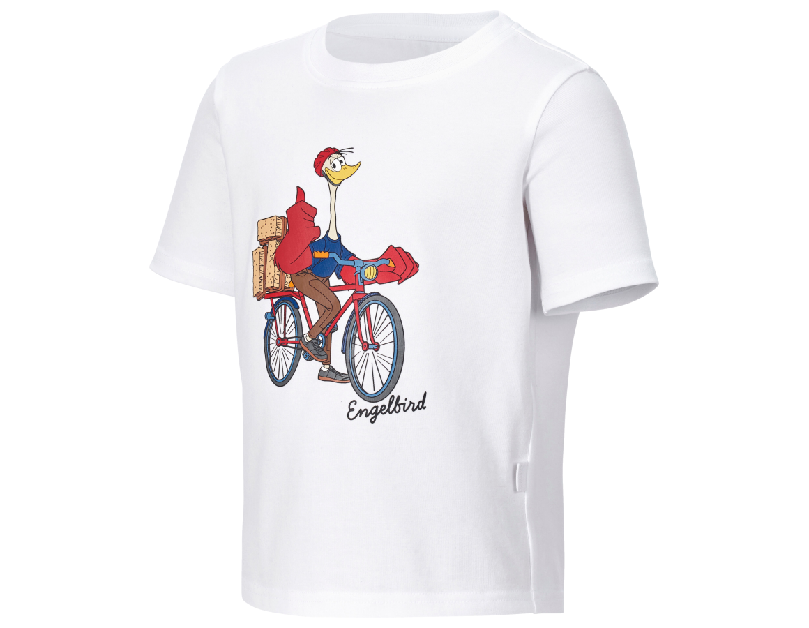 Hauts: e.s. T-shirt cotton stretch engelbird, enfants + engelbird1/blanc
