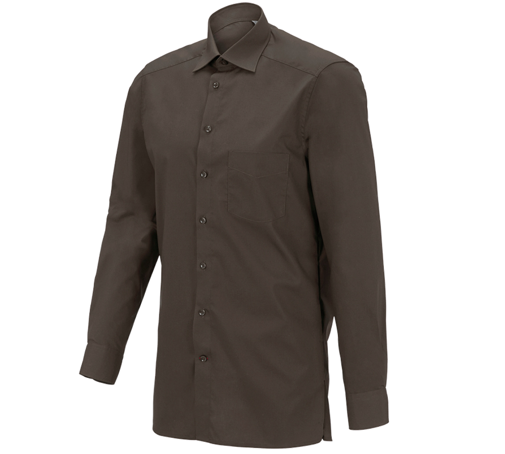 Hauts: e.s. Chemise de service à manches longues + marron