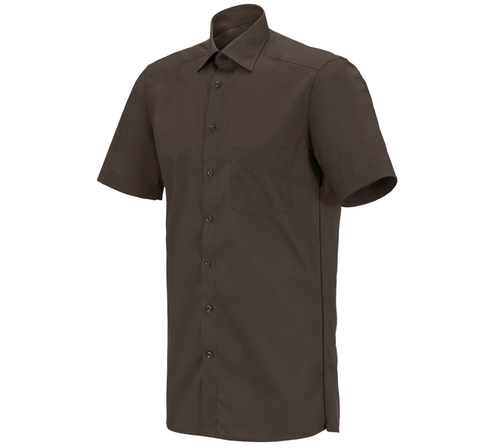 Hauts: e.s. Chemise de service à manches courtes + marron