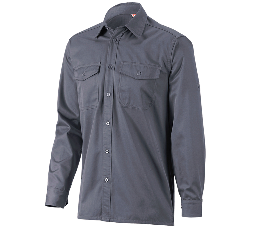 Hauts: Chemise de travail e.s.classic, à manches longues + gris