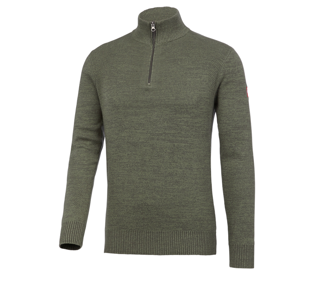 Hauts: e.s. Pull camionneur en tricot + thym mélange