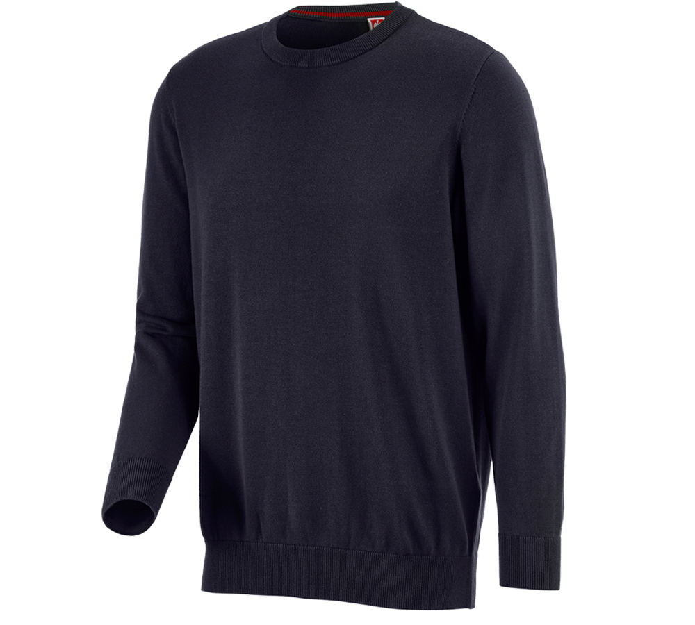 Hauts: e.s. Pullover à col rond + bleu foncé