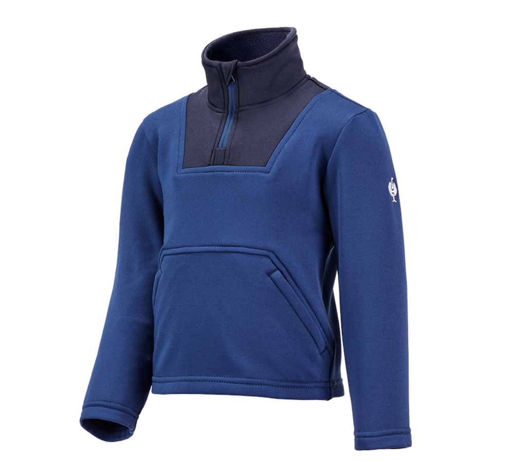 Hauts: Pull de f. thermo stretch e.s.concrete, enfants + bleu alcalin/bleu profond
