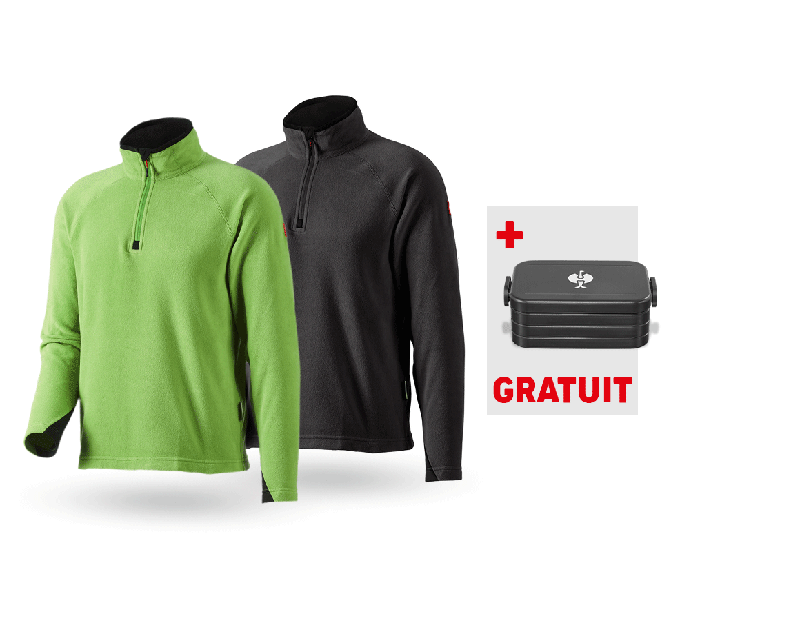 Vêtements: KIT : 2x Pull camio. laine polaire dryplexx® micro + vert d'eau