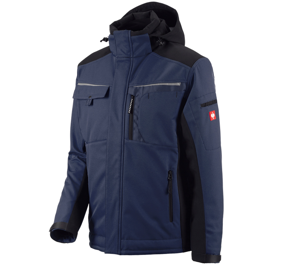 Vestes de travail: Veste Softshell e.s.motion + bleu foncé/noir