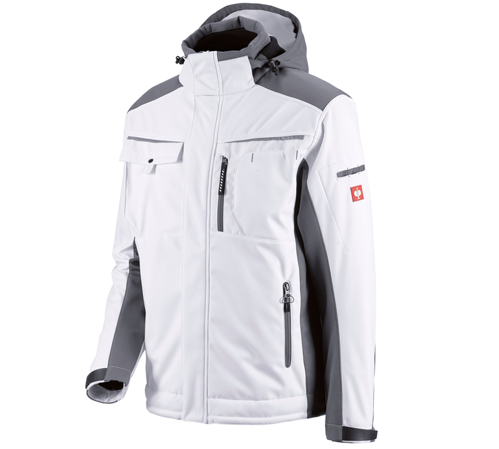 Vestes de travail: Veste Softshell e.s.motion + blanc/gris