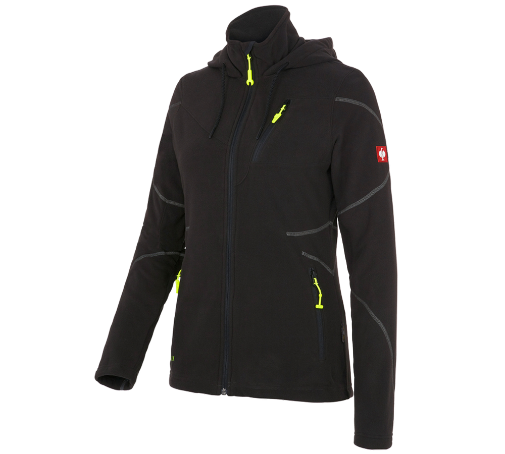 Jacken: Kapuzen Fleece Jacke e.s.motion 2020, Damen + schwarz