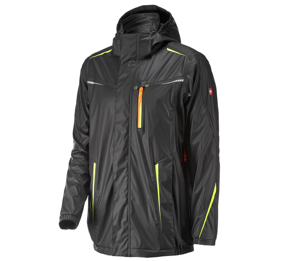 Jacken: Regenjacke e.s.motion 2020 superflex + schwarz/warngelb/warnorange