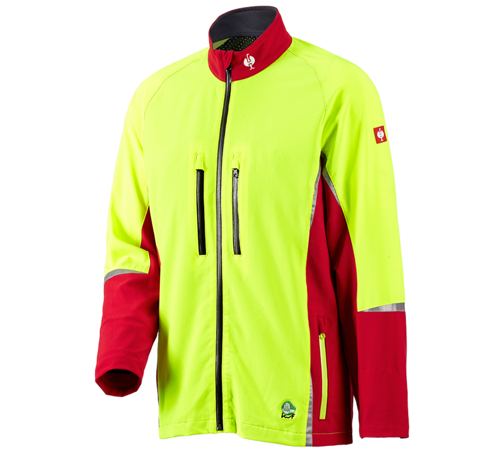 Vestes de travail: e.s. Veste forestière, KWF + rouge/jaune fluo