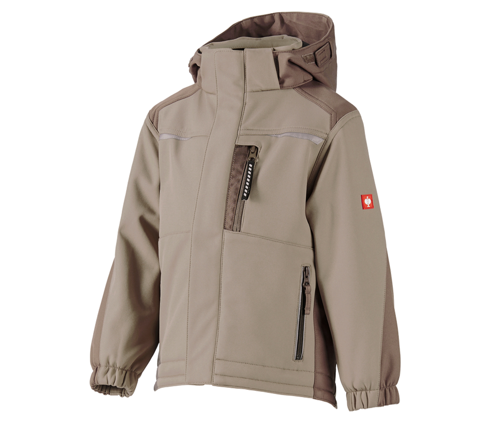 Jacken: Kinder Softshelljacke e.s.motion + lehm/torf