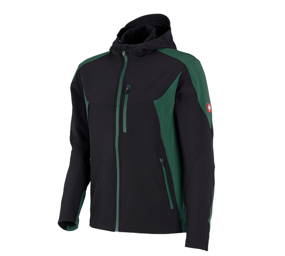 Vestes de travail: Veste softshell e.s.vision + noir/vert