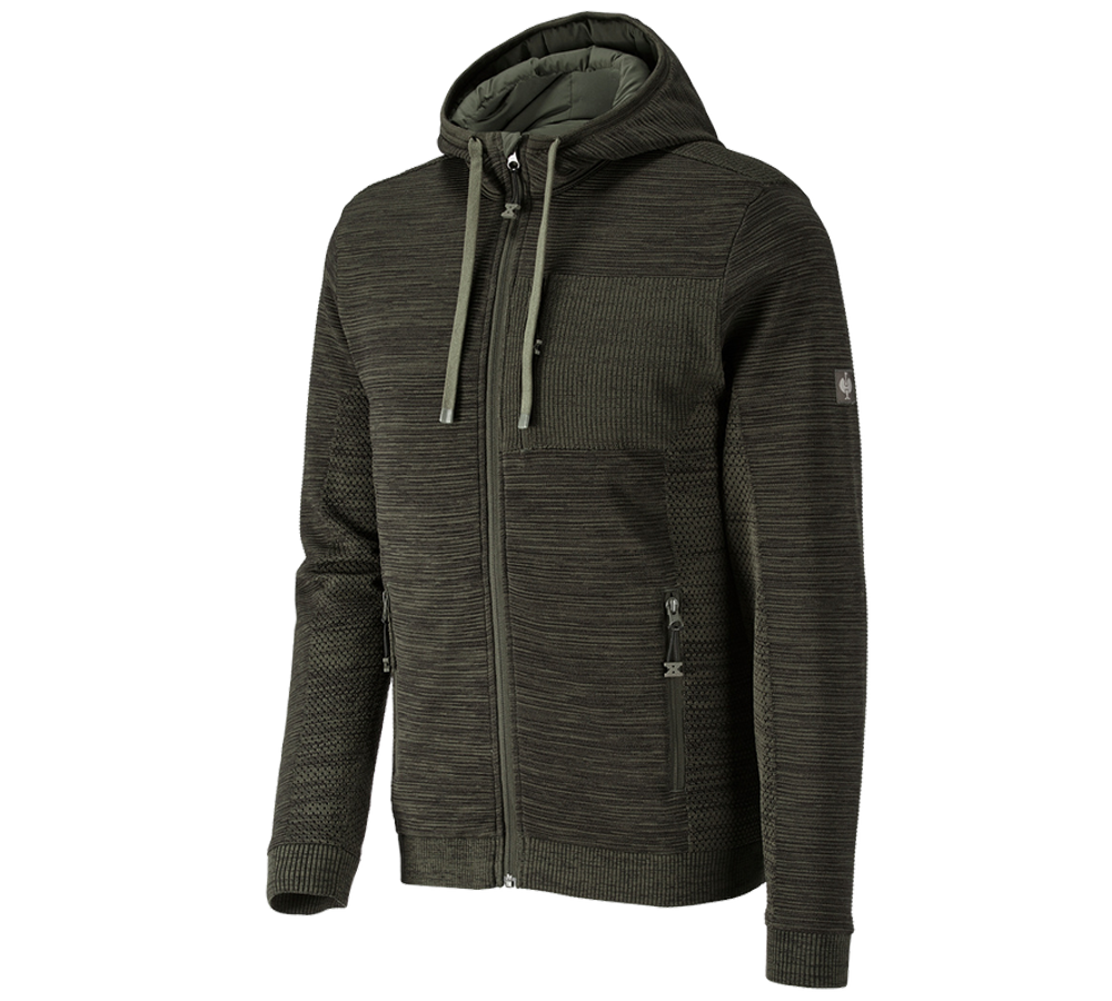 Vestes de travail: Veste coupe-vent en tricot capuche e.s.motion ten + vert camouflage mélange