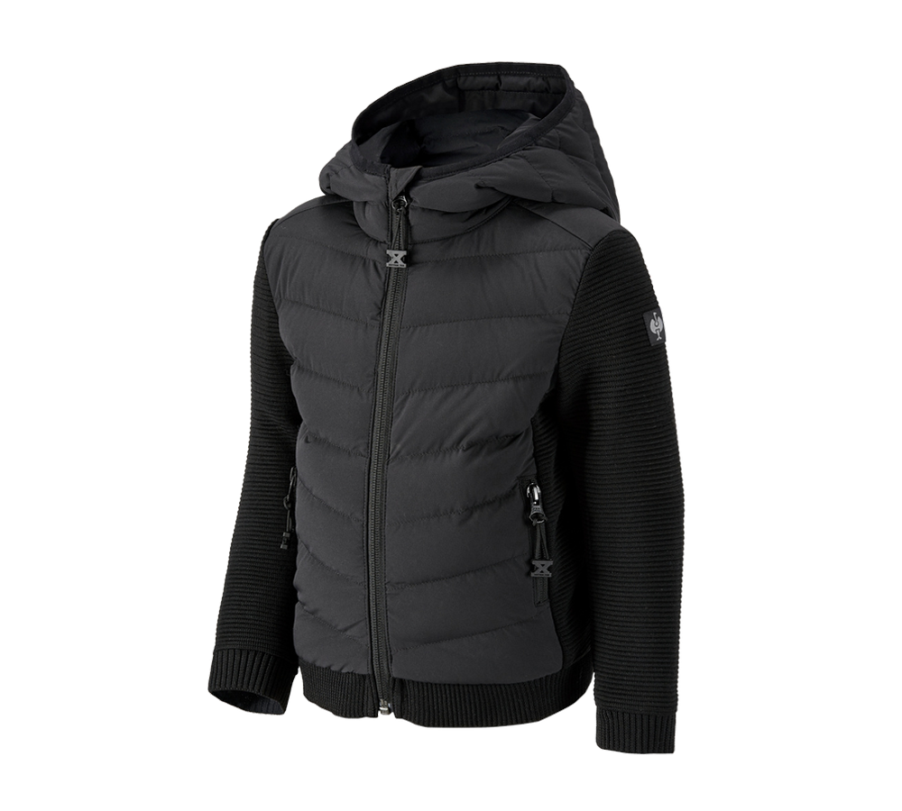 Jacken: Hybrid Kapuzenstrickjacke e.s.motion ten,Kinder + schwarz