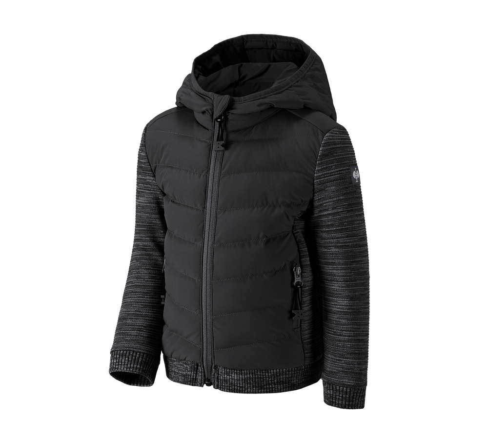 Jacken: Hybrid Kapuzenstrickjacke e.s.motion ten,Kinder + oxidschwarz melange