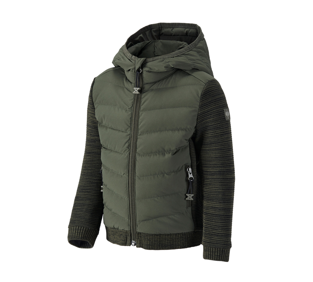 Vestes: Veste en tricot à capuche hybride e.s.motion ten + vert camouflage mélange