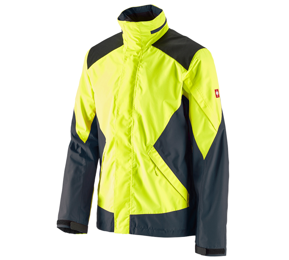 Vestes de travail: e.s. Veste de pluie de forestier + jaune fluo/bleu cosmos