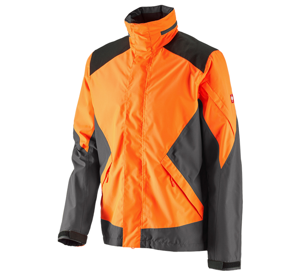 Vestes de travail: e.s. Veste de pluie de forestier + orange fluo/gris carbone