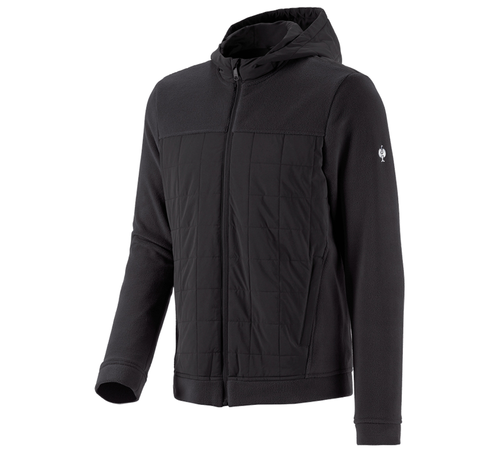 Jacken: Hybrid Kapuzenfleecejacke e.s.concrete + schwarz