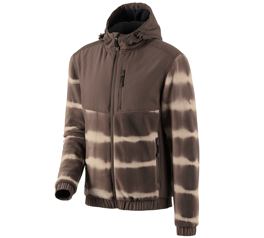 Jacken: Hybrid Kapuzenfleecejacke tie-dye e.s.motion ten + kastanie/pekanbraun