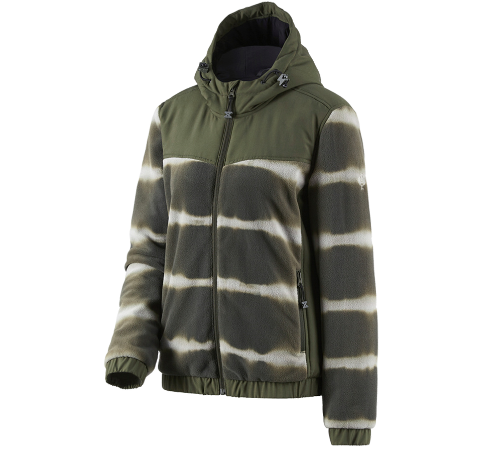 Thèmes: Veste en l. à capu. hyb. tie-dye e.s.motion ten f. + vert camouflage/vert marais