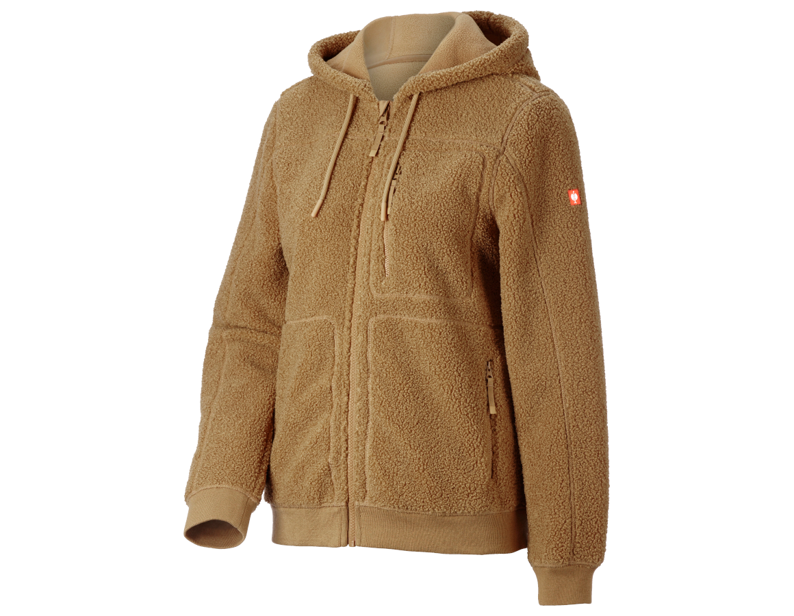 Vestes de travail: Veste à capuche fibre polaire e.s.e:pic, femmes + brun amande