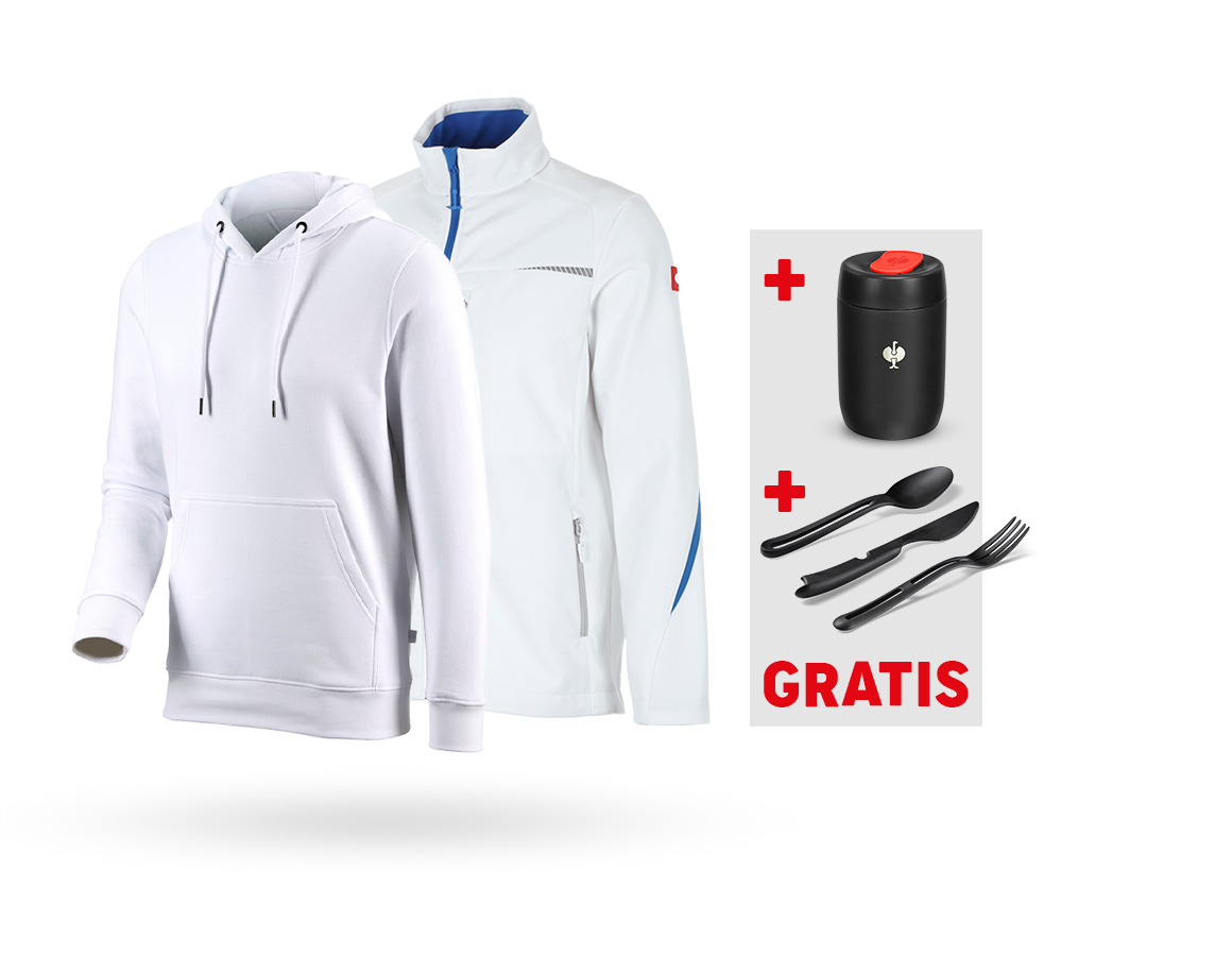 Jacken: SET: Softshelljacke e.s.motion 2020 + Hoody + weiß/enzianblau