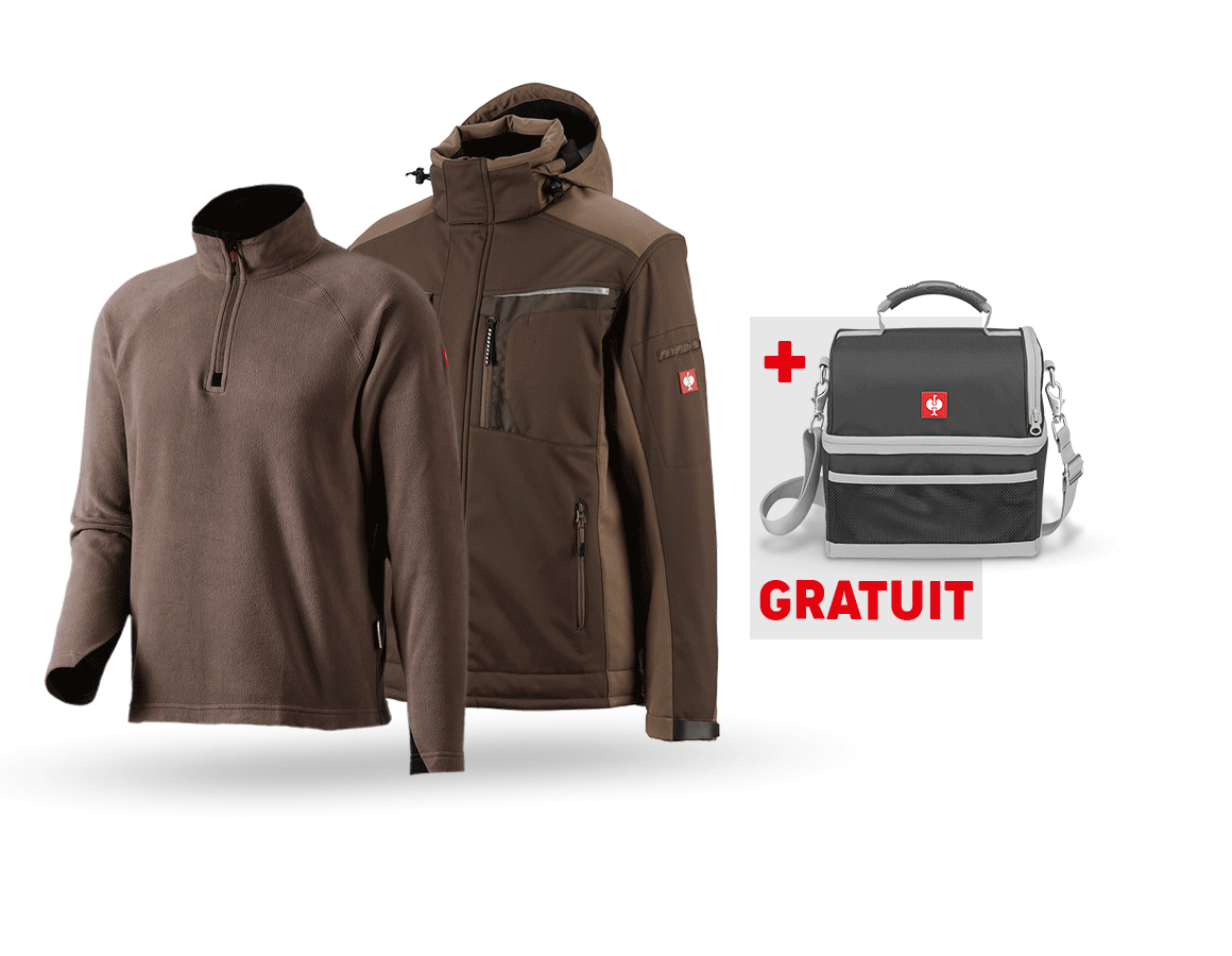 Vêtements: KIT: Veste Soft. e.s.motion+pull cam.laine polaire + marron/noisette