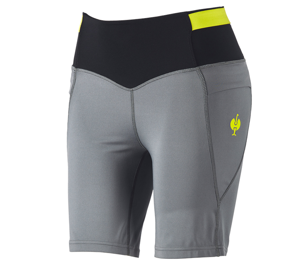 Hosen: Race Tights Short e.s.trail, Damen + basaltgrau/acidgelb