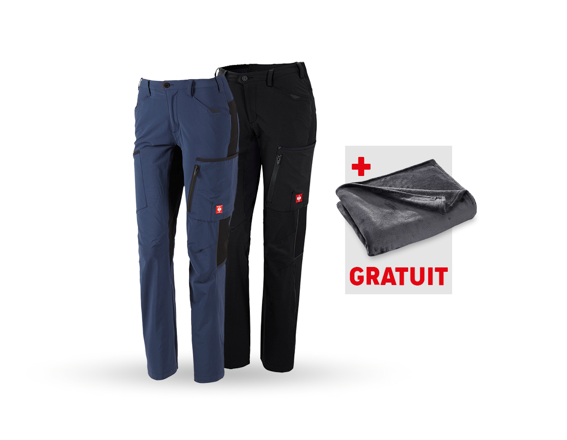 Vêtements: KIT : 2x Pantalon Cargo e.s.vision stretch, femmes + bleu profond