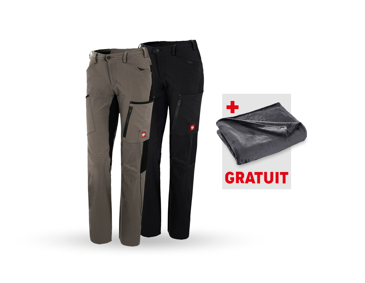 Vêtements: KIT : 2x Pantalon Cargo e.s.vision stretch, femmes + pierre/noir