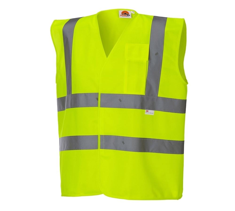 Gilets de travail: STONEKIT Gilet de signalis. avec poche + jaune fluo