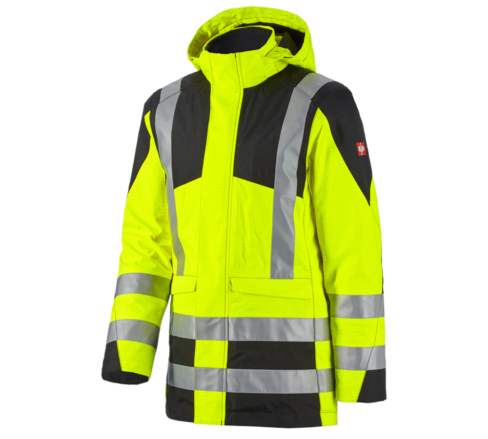 Vestes de travail: e.s. Parka de protection multinorm high-vis + jaune fluo/noir