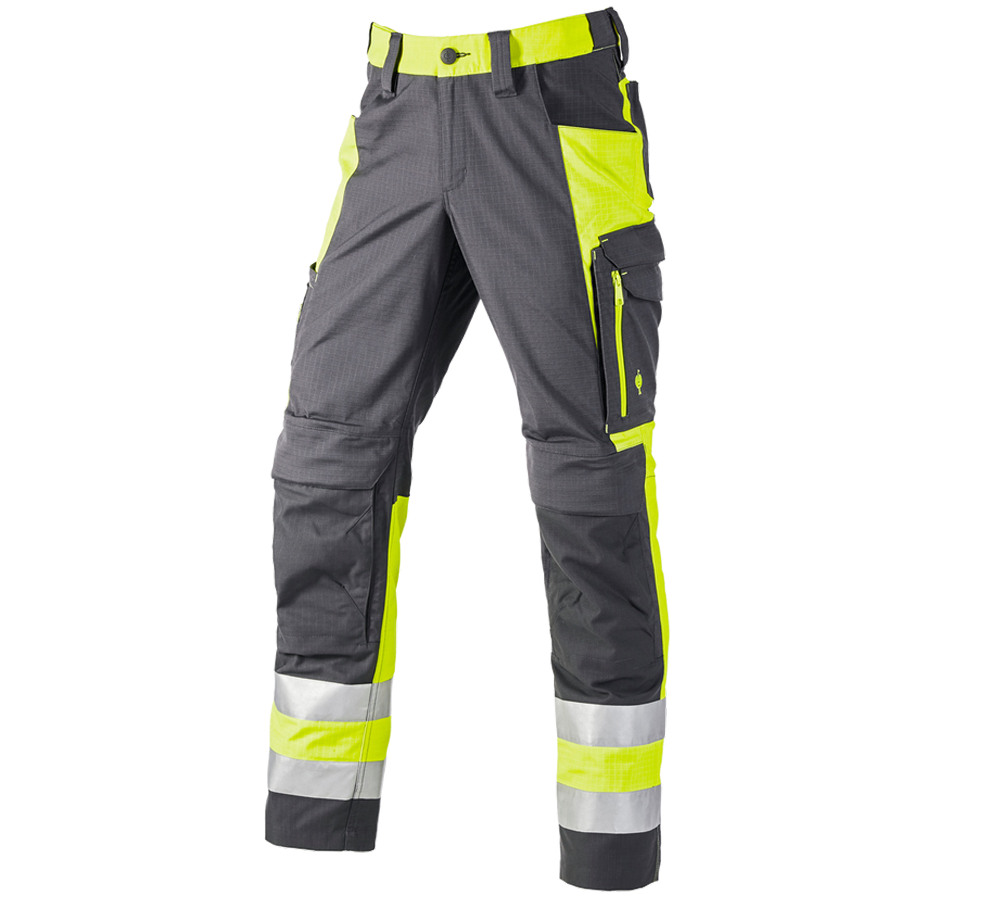 Thèmes: Pant. à taille élast. haute visibil. e.s.concrete + anthracite/jaune fluo