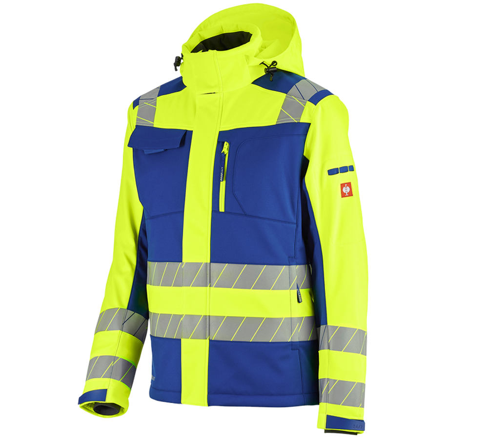 Jacken: Warnschutz Winter Softshelljacke e.s.motion 24/7 + kornblau/warngelb