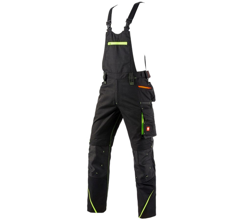 Pantalons de travail: Salopette e.s.motion 2020 + noir/jaune fluo/orange fluo