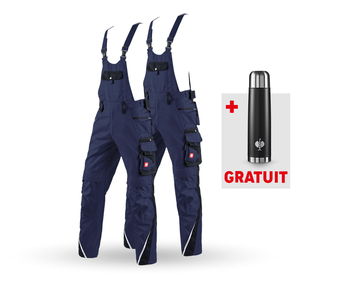 Pantalons de travail: KIT : 2x Salopette e.s.motion + bleu foncé/noir