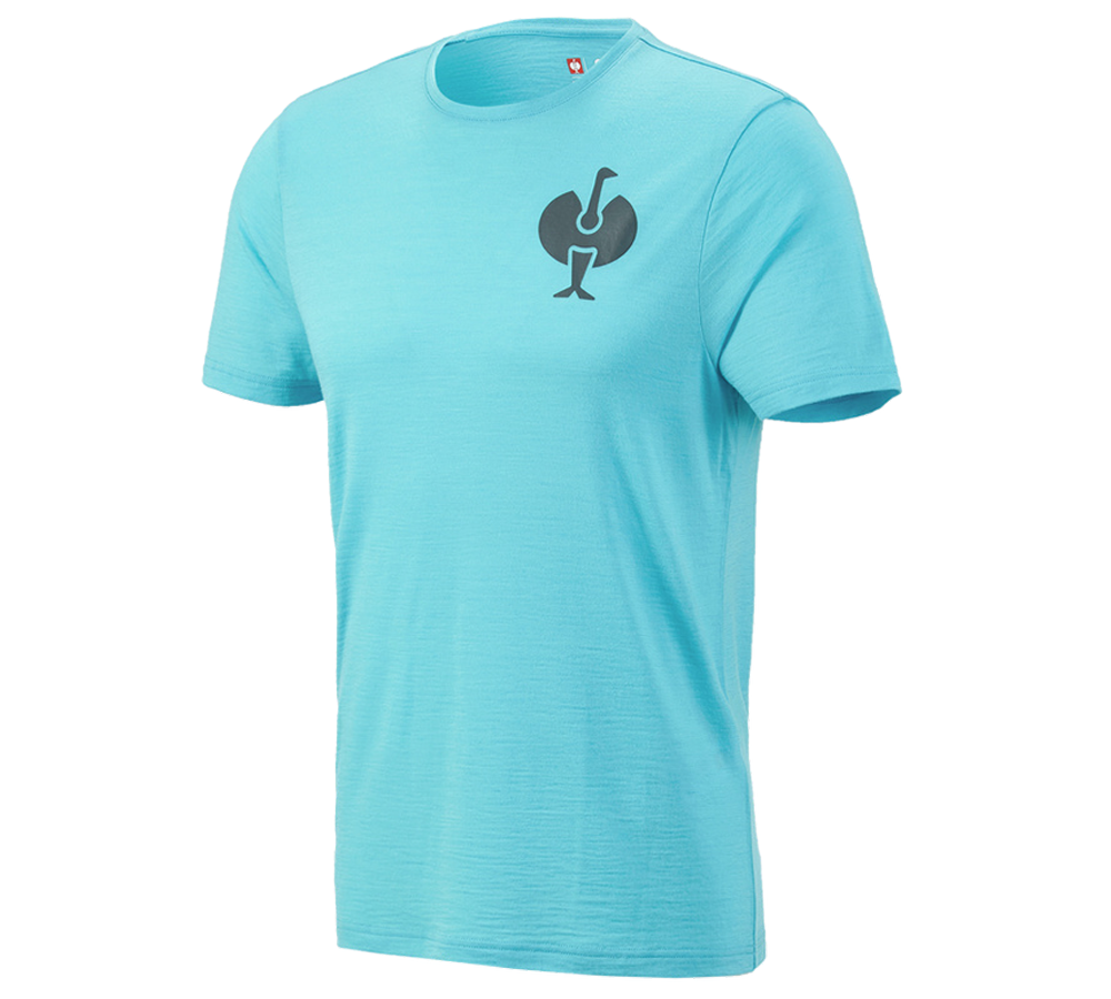 Shirts & Co.: T-Shirt Merino e.s.trail + lapistürkis/anthrazit