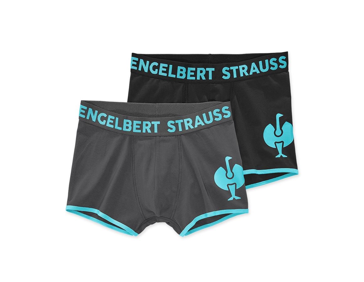 Unterwäsche | Thermokleidung: Pants cotton stretch e.s.trail, 2er Pack + schwarz/lapistürkis+anthrazit/lapistürkis