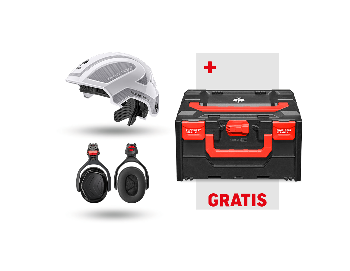 Werkzeuge & Accessoires: Arbeitsschutz-Set Protos + GRATIS STRAUSSbox 215 + weiß/platin