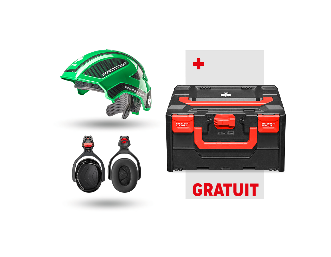 Accessoires: Kit sécu. travail Protos + GRATUIT STRAUSSbox 215 + vert/noir
