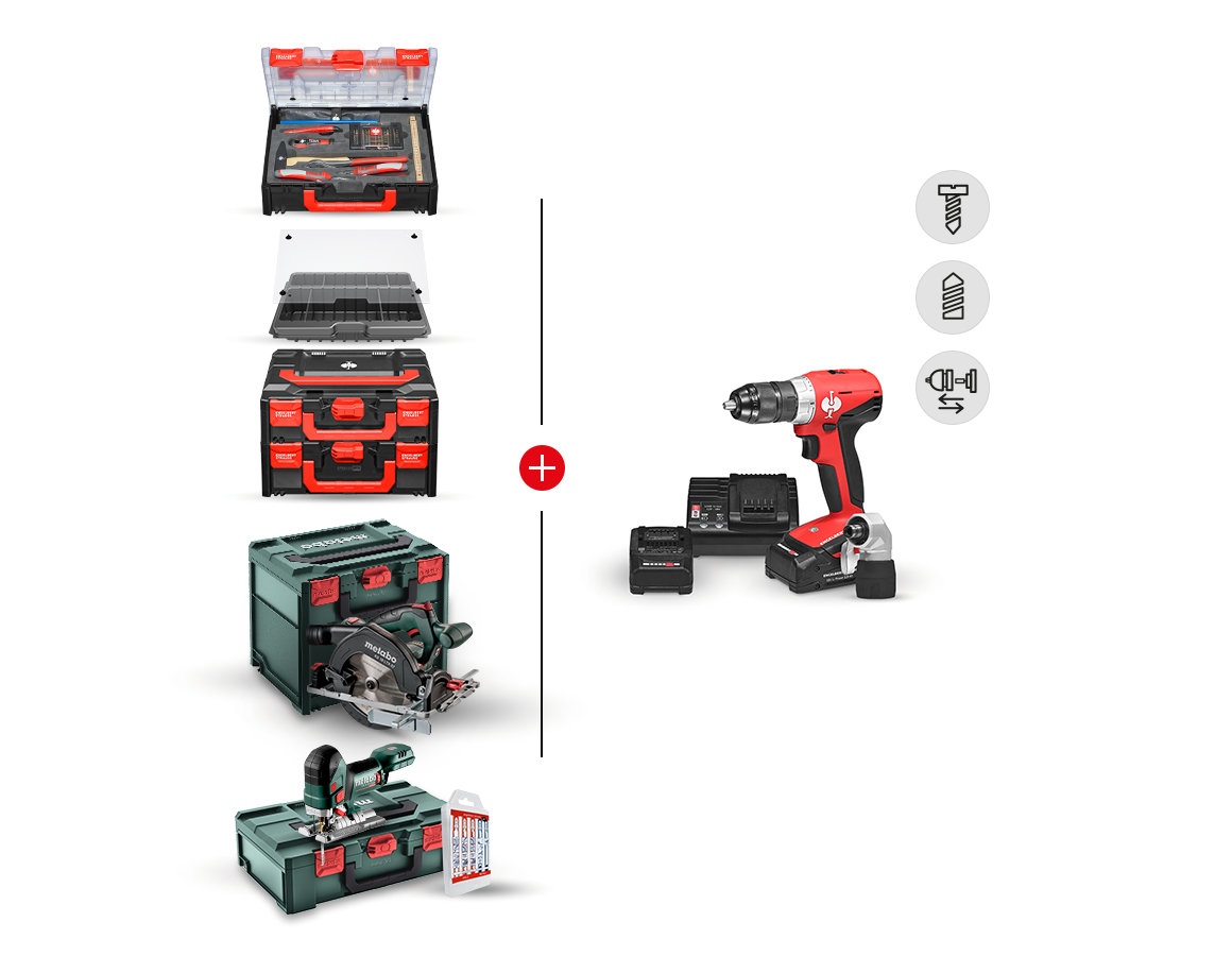 Outils électriques: KIT COMBINÉ 18+18V perceuse- viss.multi.sans fil M