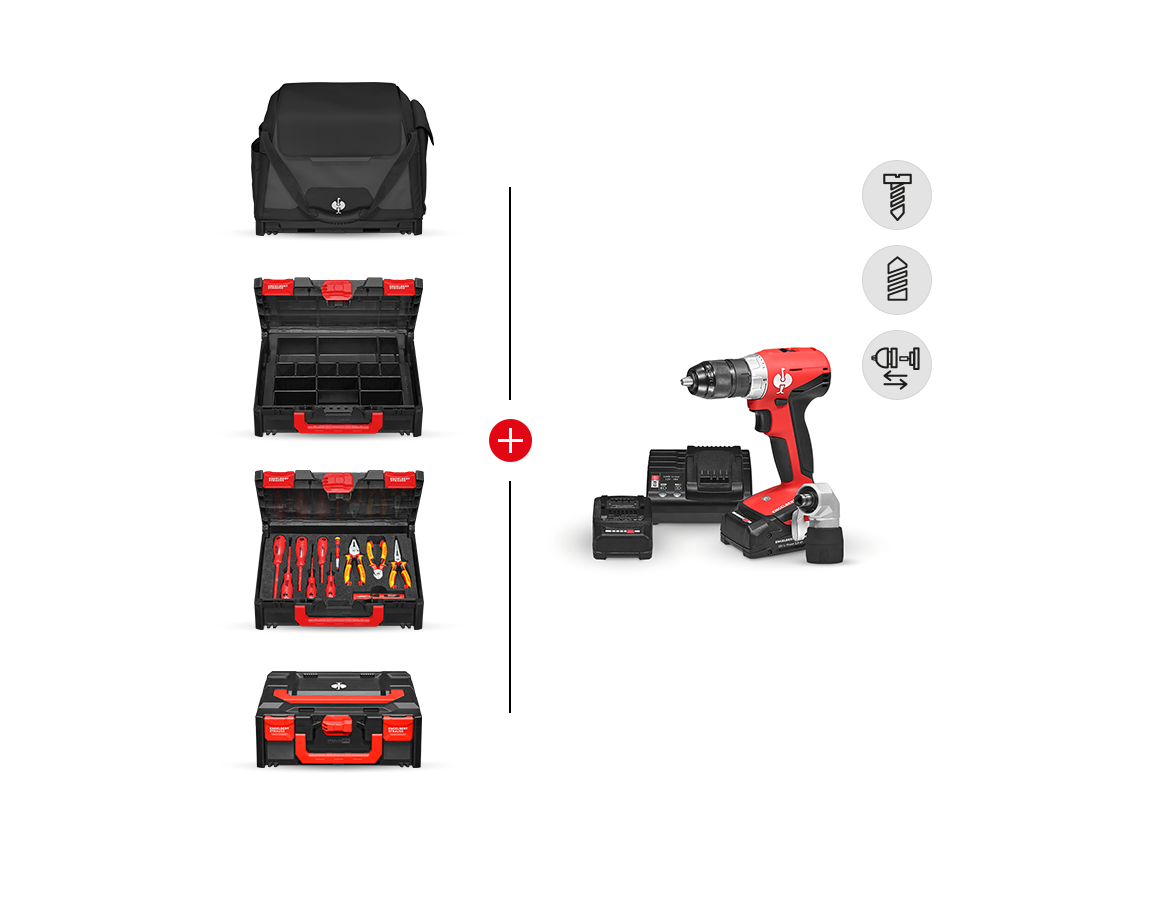 Système STRAUSSbox: Kit d'outil Elektr+ perceuse-vis. multi+STRAUSSbox + noir