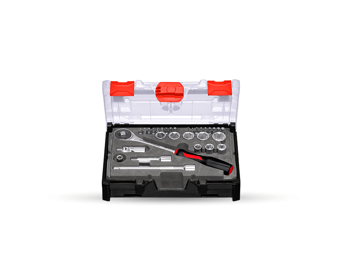 Clé à douille: Jeu de douilles lockfix 3/8 dans STRAUSSbox mini