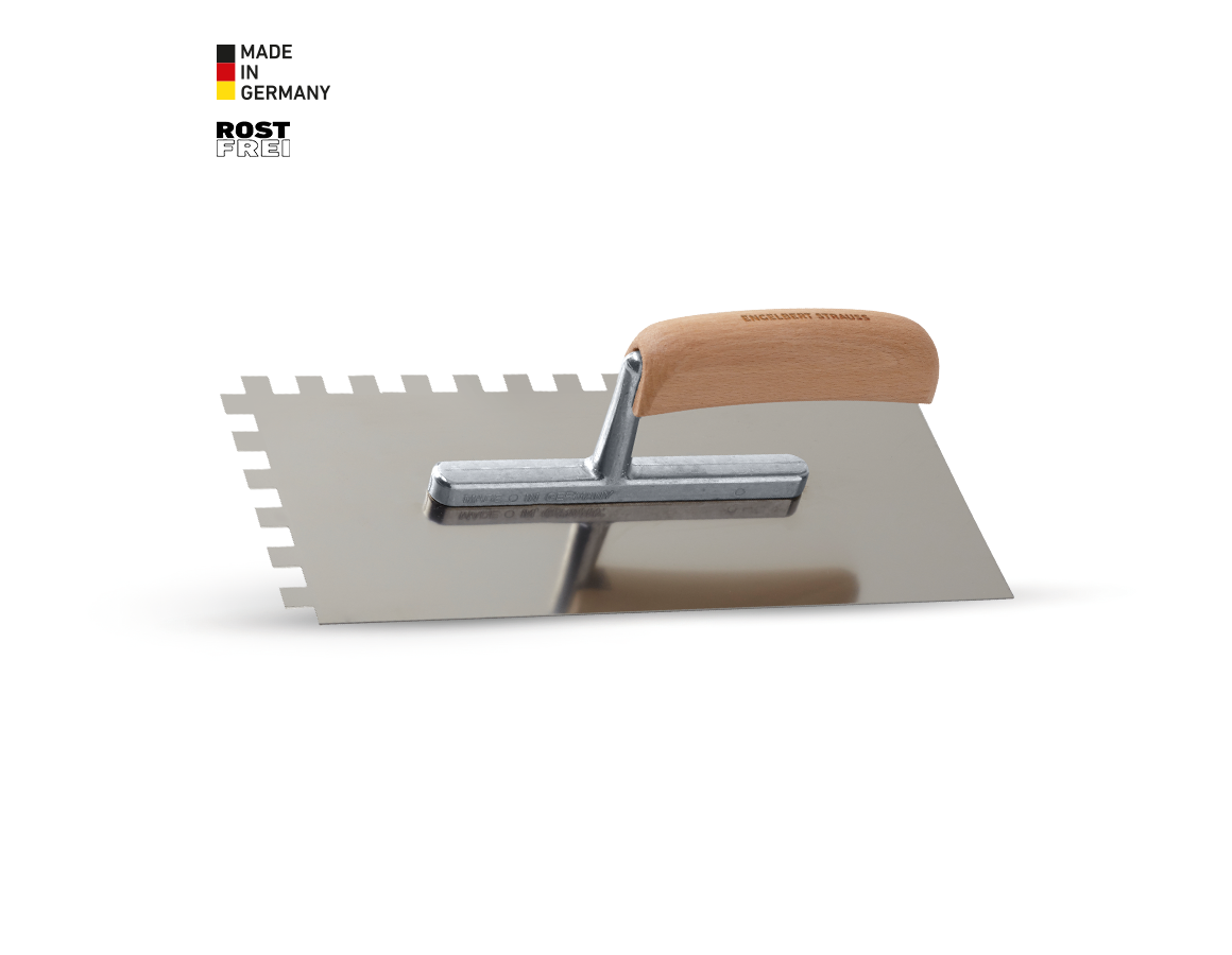 Kellen | Spachteln | Reibebretter: e.s. Glättekelle mit Zahnung, Edelstahl