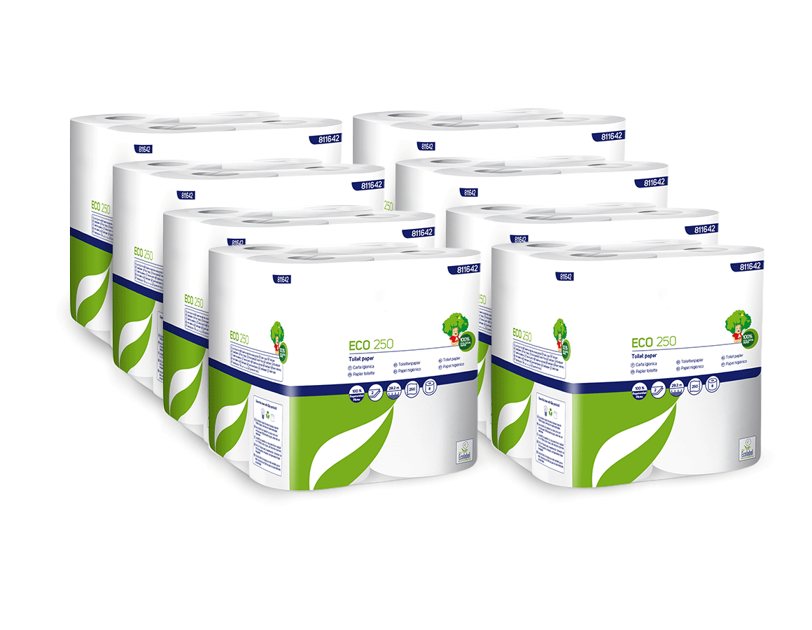 Chiffons: Papier toilette 2 épaisseurs, 64 rouleaux