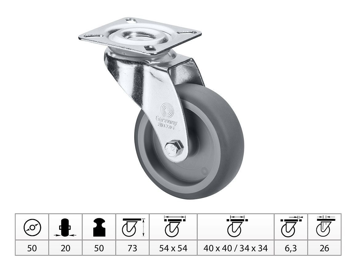 Rouleau transporteur: Roulettes pivotantes pour appareils avec plaque