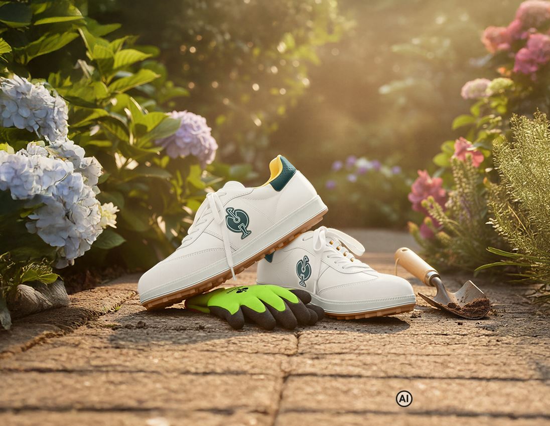 Généré / modifié par IA  - S1P: S1P Chaussures basses de sécurité e.s. Dothan low + blanc craie/vert