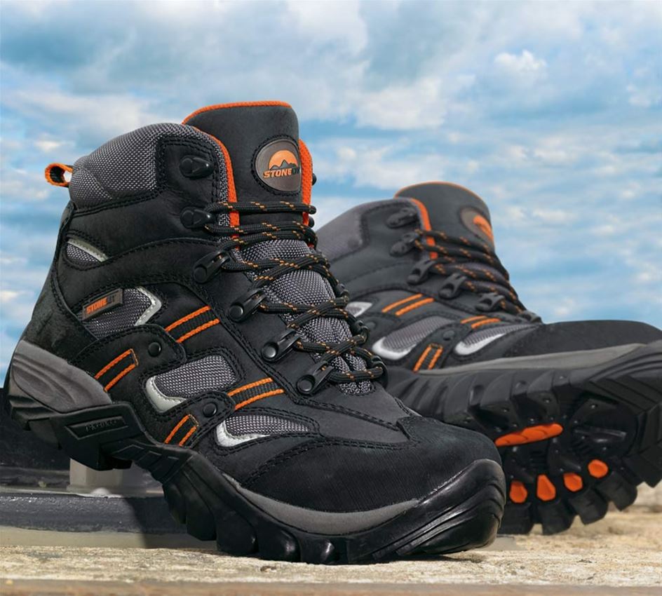 S3: STONEKIT S3 Chaussures hautes de sécurité Torino + noir/orange