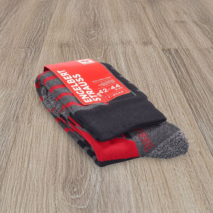 Chaussettes | Bas: e.s. Chaussettes function x-warm/x-high + noir/aluminium/rouge vif 2