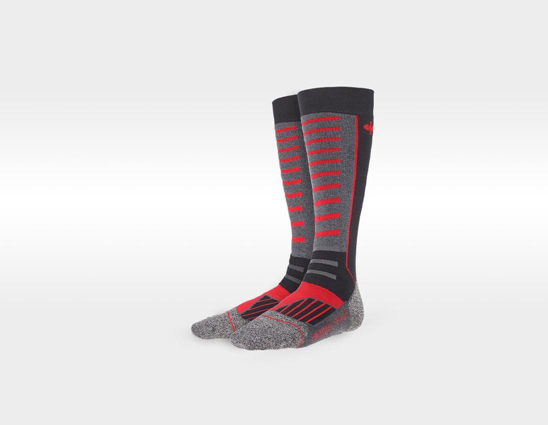 Chaussettes | Bas: e.s. Chaussettes function x-warm/x-high + noir/aluminium/rouge vif